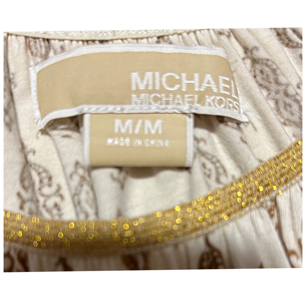 Michael Kors, Round Neckline, Long Sleeve Patterned Blouse/ Shirt - Picture 4 of 5